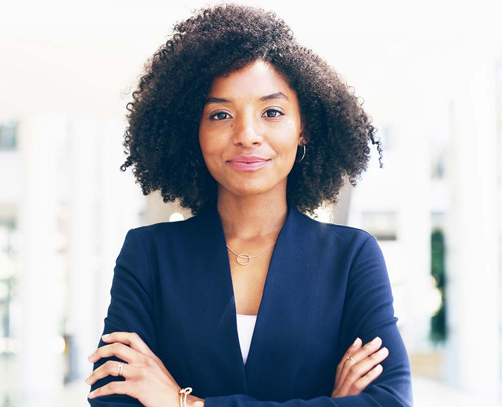 female attorney with hands crossed