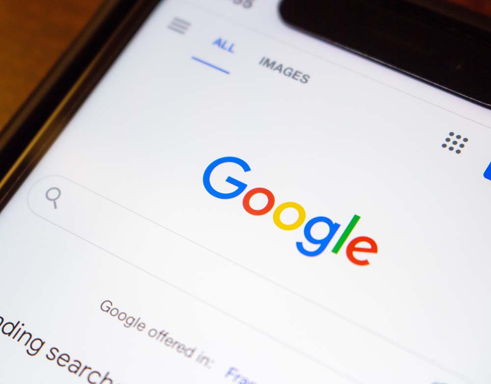 google search engine web page open on ipad