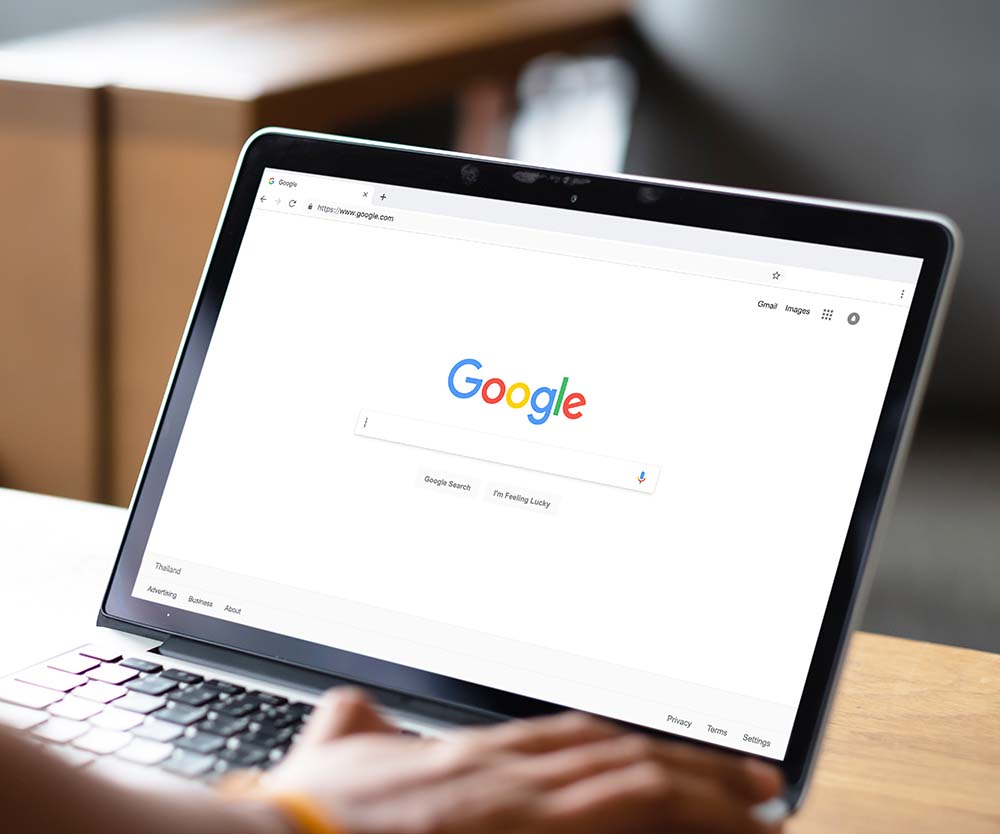 google search engine webpage open on laptop