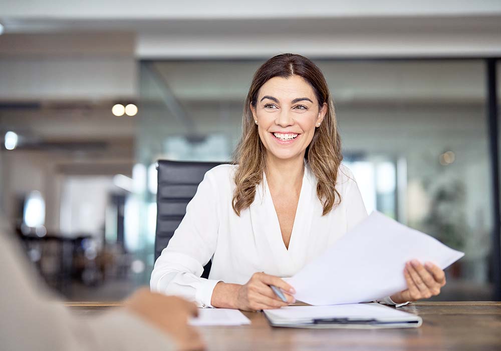 female attorney in law firm conference room