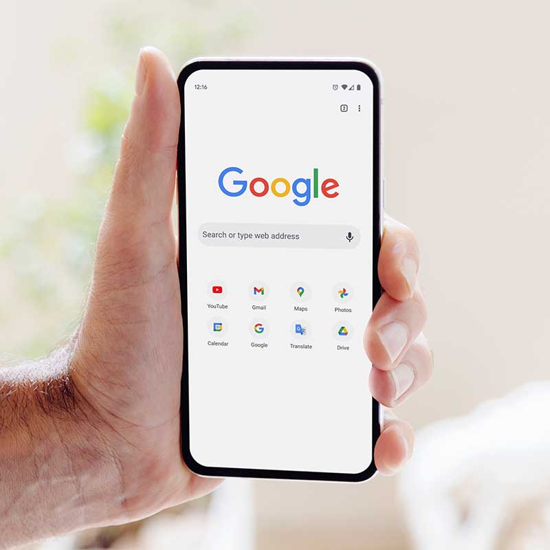 google search engien webpage open on mobile device