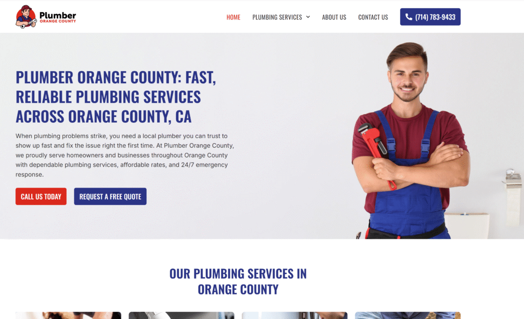 Plumber Orange County website screenshot